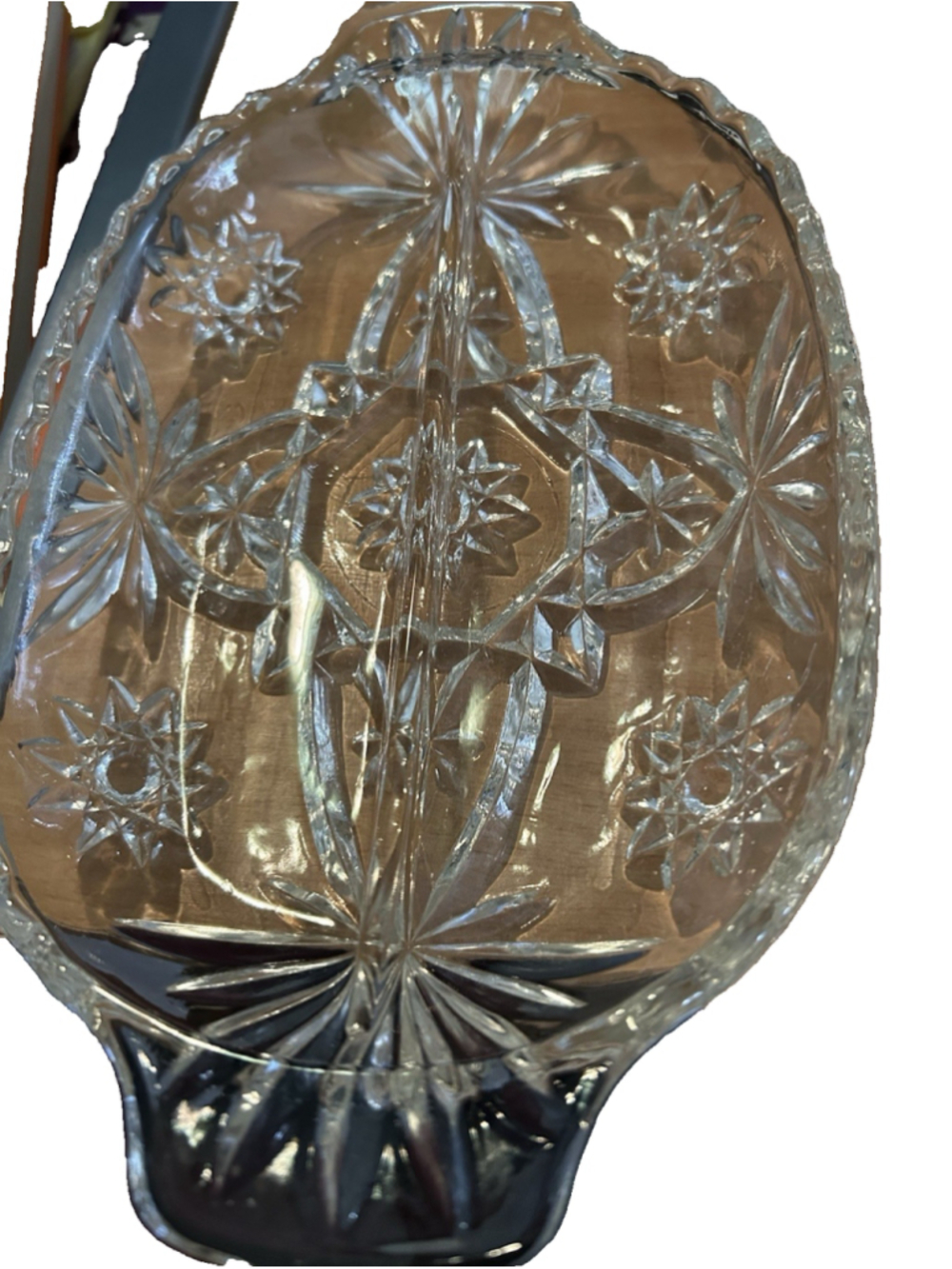 Glass Early American Prescut Divided Relish Dish Tray 10" Only Used a Few Times